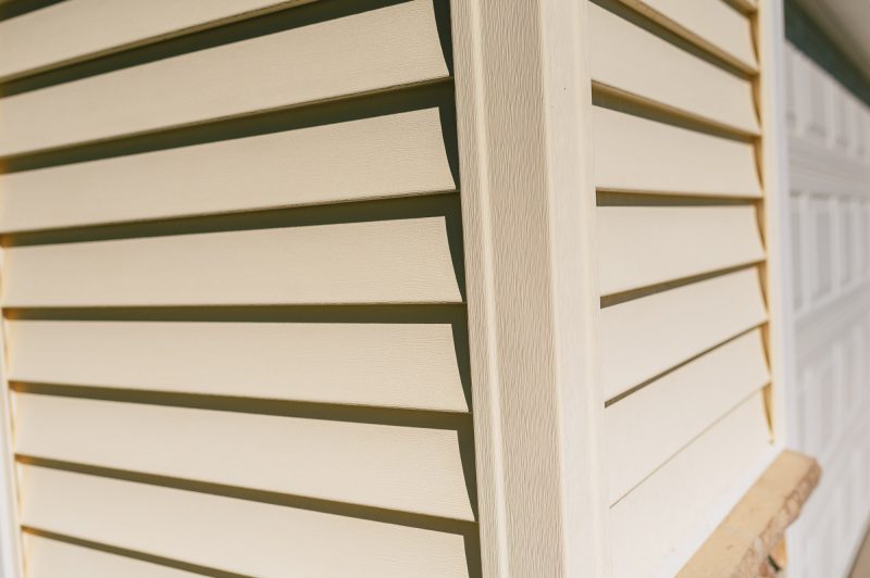 Close up of professionally installed siding