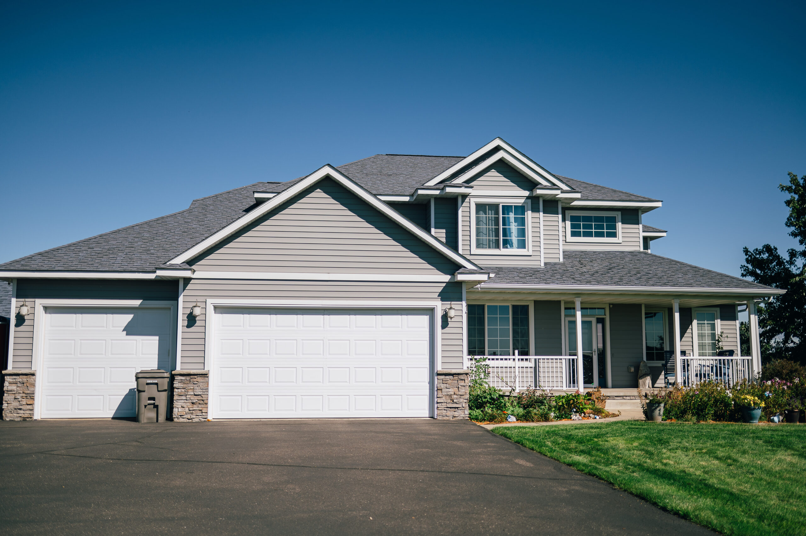 A home with new tan siding